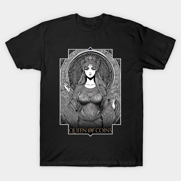 Queen of Coins T-Shirt by Pictozoic